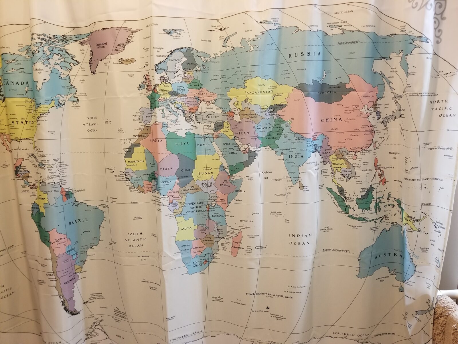 World Map shower curtain
